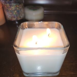 White Square Glass Candle